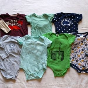 BUNDLE OF SEVEN BABY ONESIES 6-12 M VARIETY